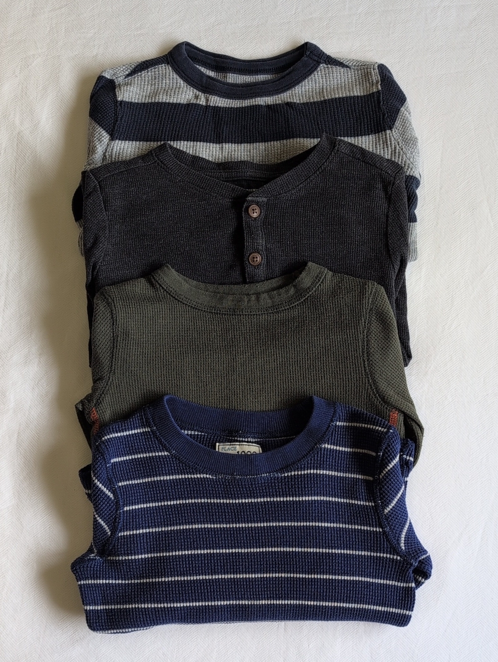 Lot of 4 Boys Waffle Knit Thermal Long Sleeve Shirts Old Navy TCP Joe Fresh 3T
